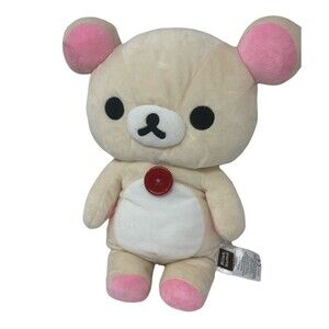 Rilak Kuma Plush Cream Teddy Bear San-x Character Soft Stuffed Toy w/ Button 13"